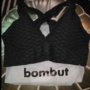 Black Textured Sports Bra